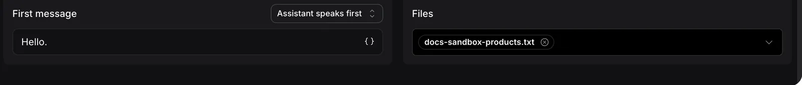 Assistant Files field with a sample file selected