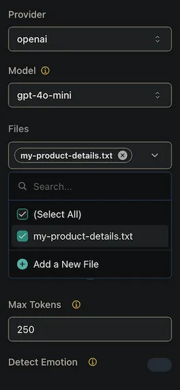 Select files from your Assistant