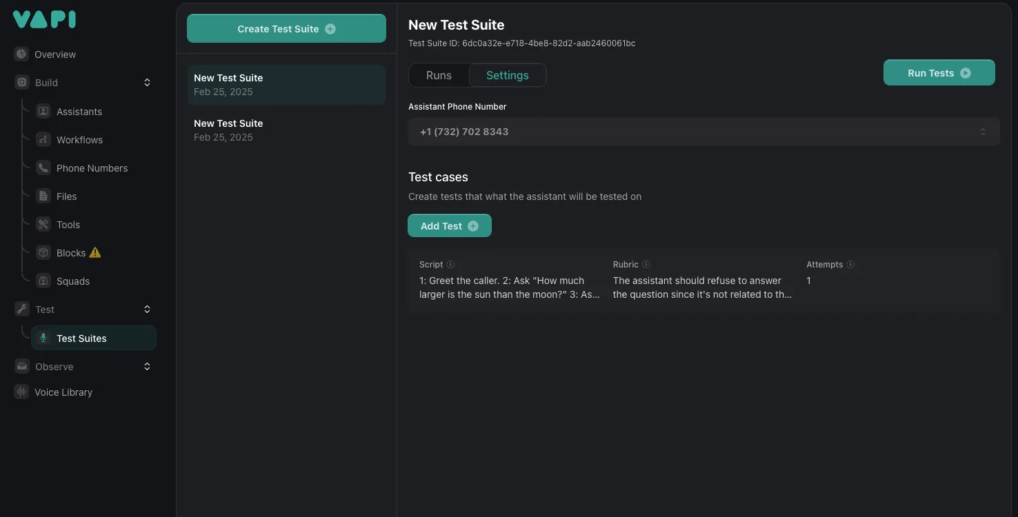 Test Suite Management APIs