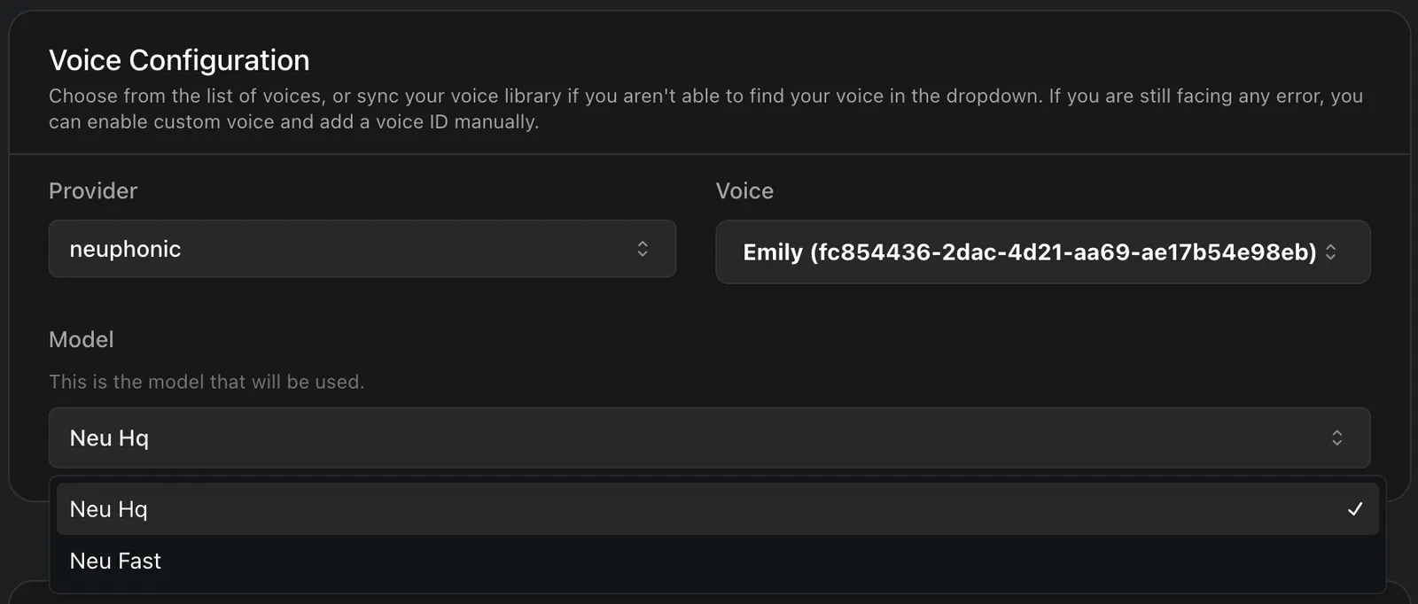 Neuphonic Voice Synthesis